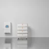 SET 4 thuisbatterijsysteem in liggend configuratie met 10 kW 3-fase hybride omvormer, 20,48 kWh opgestapeld.