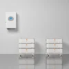 SET 6 thuisbatterijsysteem in naast configuratie met 10 kW 3-fase hybride omvormer, 30,72 kWh verdeeld over 2 batterijtowers.