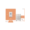 SET 4 liggende configuratie, 10 kW 3-fase omvormer, 20,48 kWh opgestapeld, incl. afmetingen.