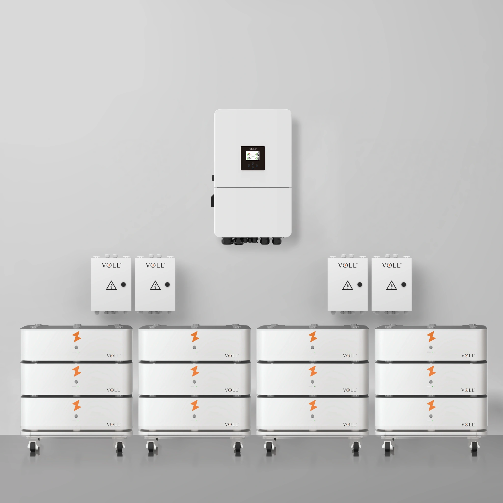 VOLL® SET 12 XL: thuisbatterij van 61,44 kWh met 3-fase hybride omvormer van 20 kW