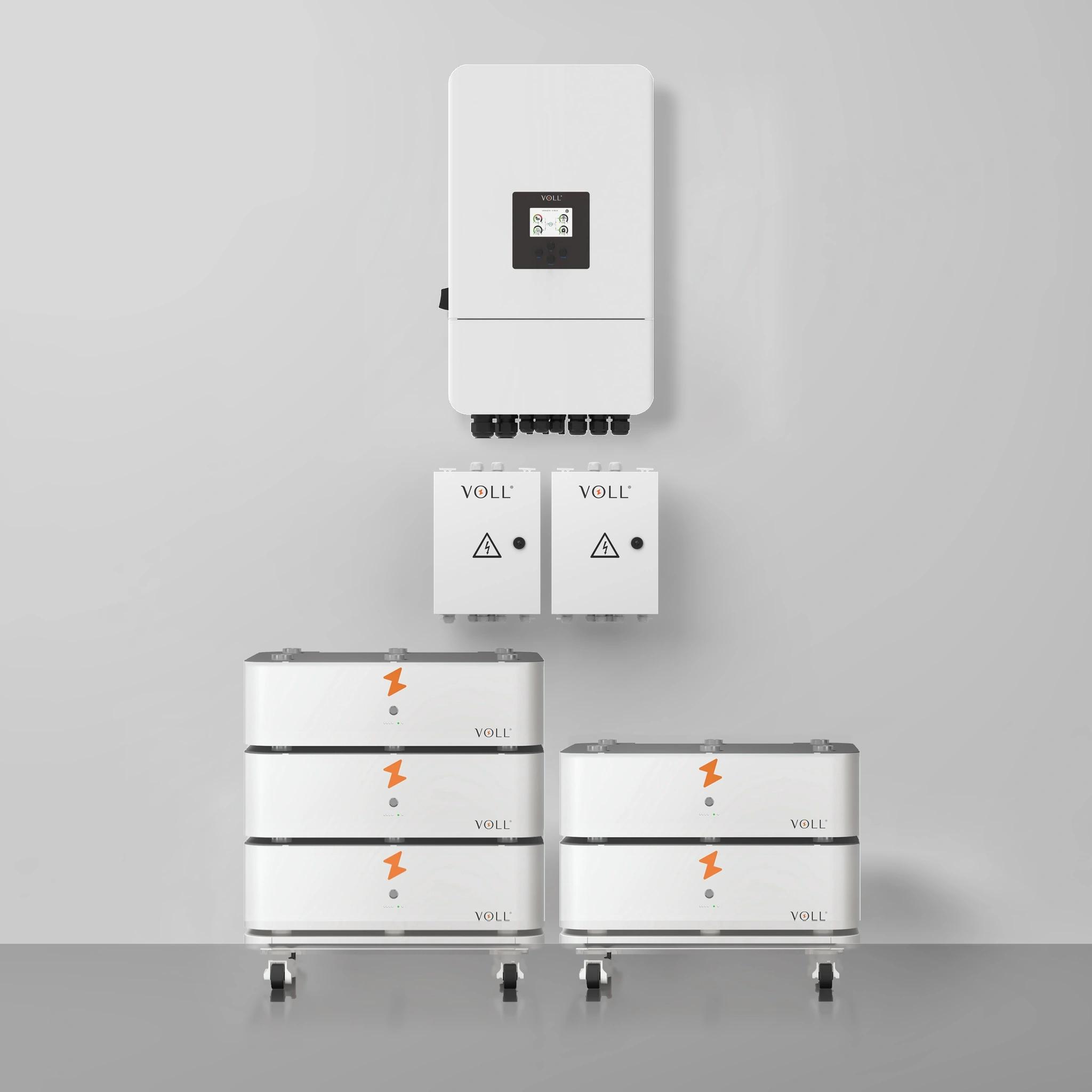VOLL® SET 5: thuisbatterij van 25,6 kWh met 3-fase hybride omvormer van 10 kW
