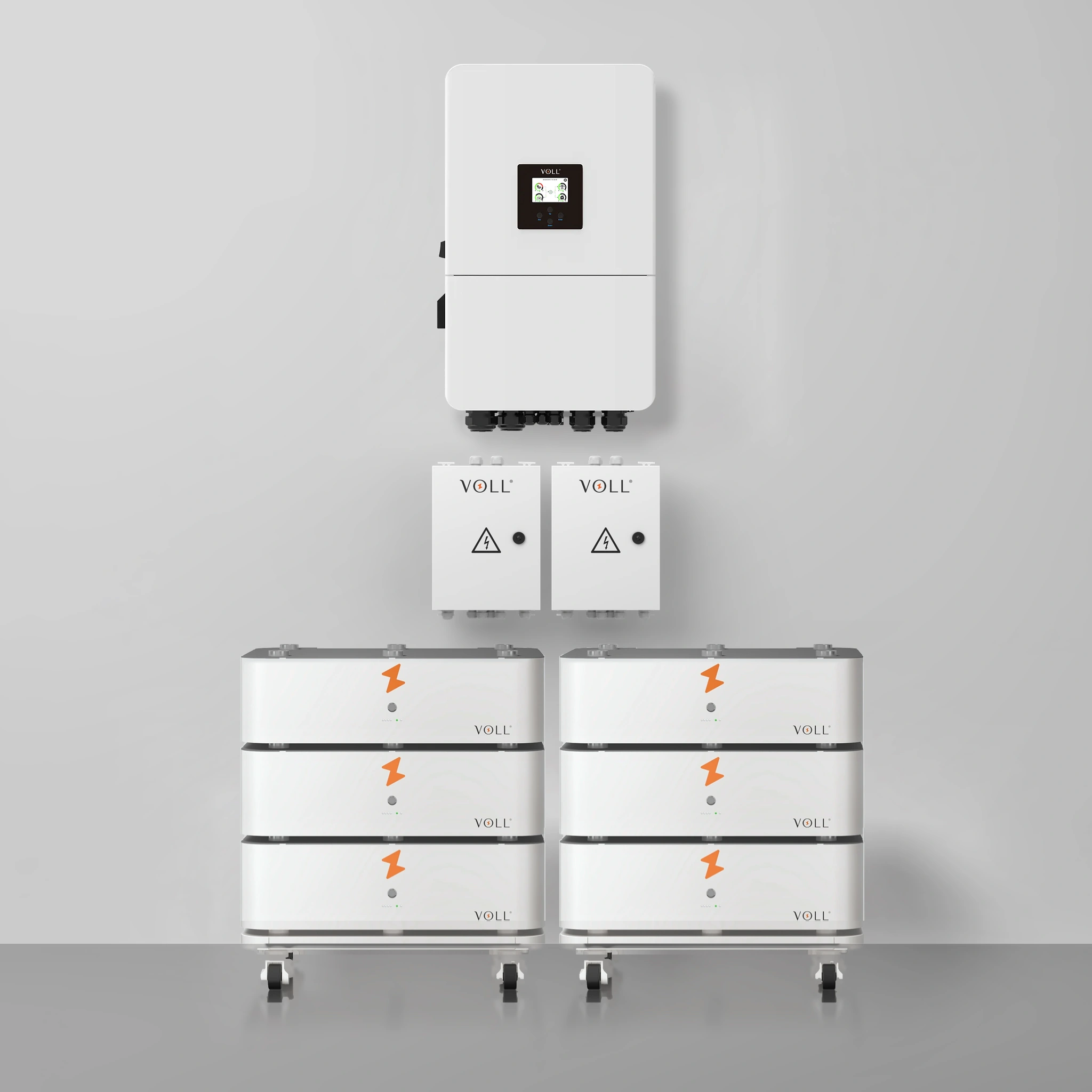 VOLL® SET 6 L: thuisbatterij van 30,72 kWh met 3-fase hybride omvormer van 15 kW